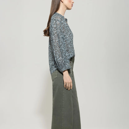 Mini Animal Print Blouse - Light Blue