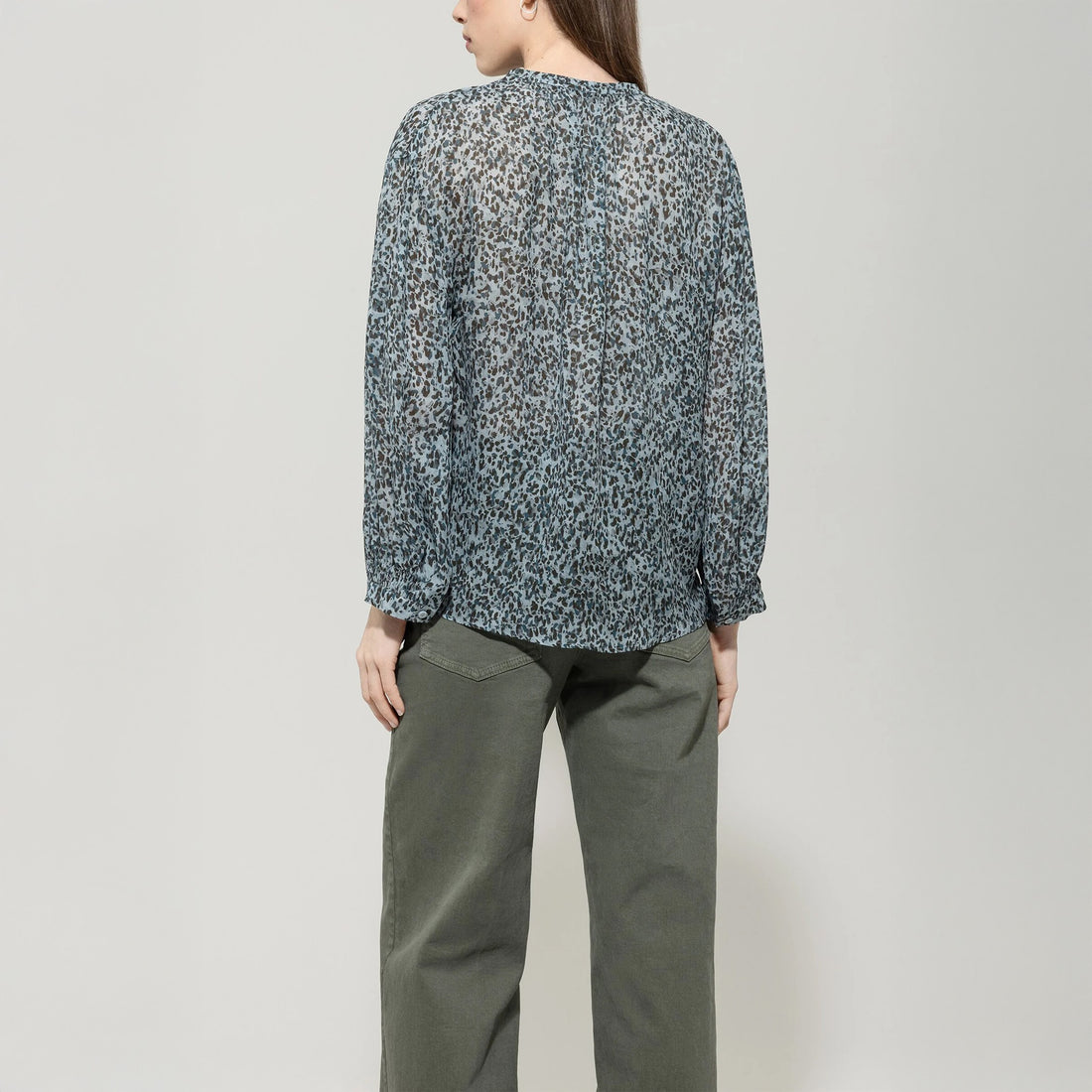 Mini Animal Print Blouse - Light Blue