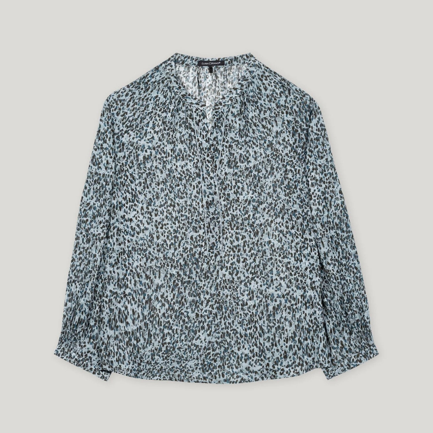 Mini Animal Print Blouse - Light Blue