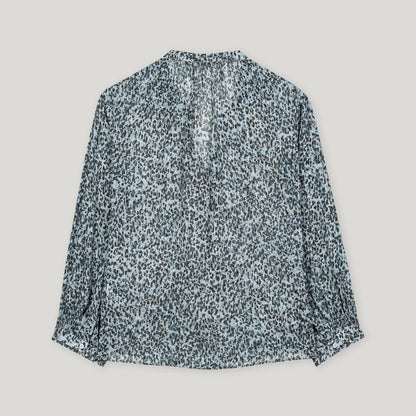 Mini Animal Print Blouse - Light Blue