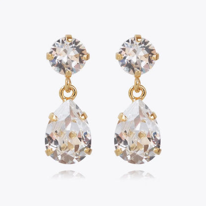 Mini Drop Earrings Gold - Crystal