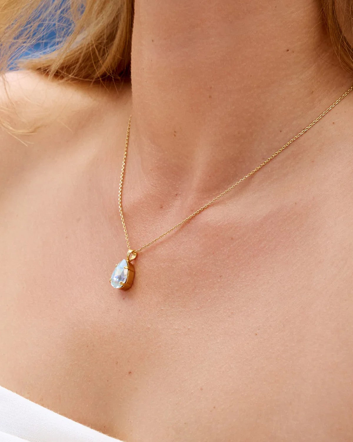 Mini Drop Necklace Gold - Light Azore