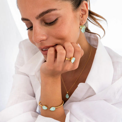 Mini Drop Necklace Gold - Soft Mint