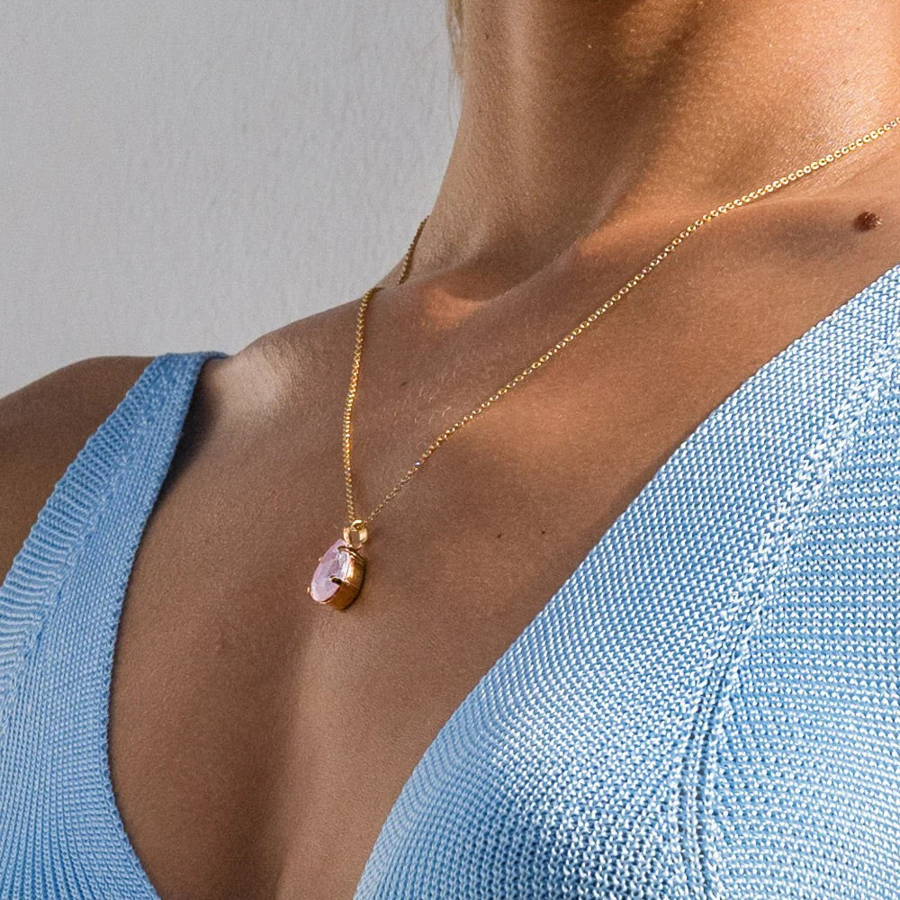 Mini Drop Necklace Gold - Soft Pink
