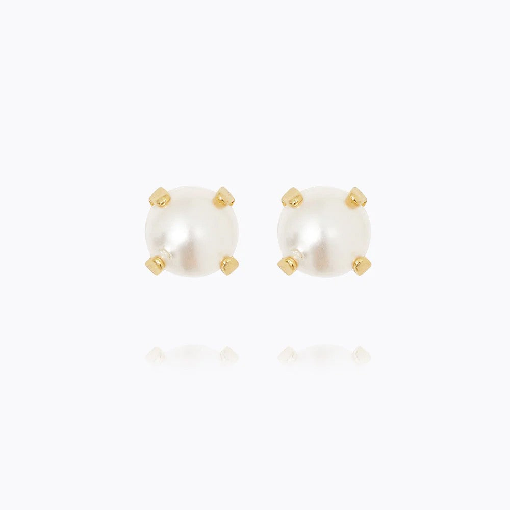 Mini Stud Earrings Gold - Pearl