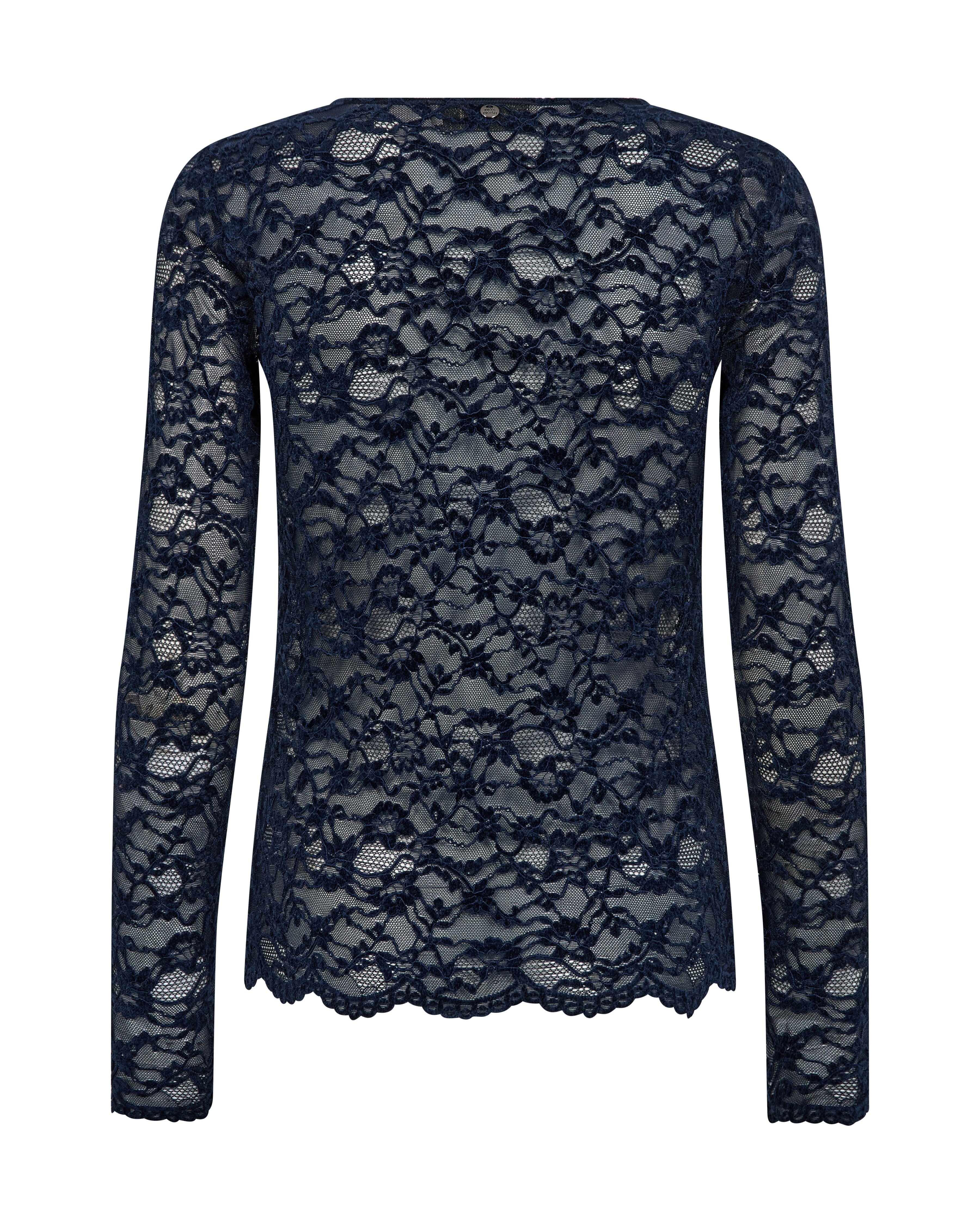 Miriel Velvet Lace Blouse - Navy Blazer