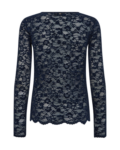 Miriel Velvet Lace Blouse - Navy Blazer