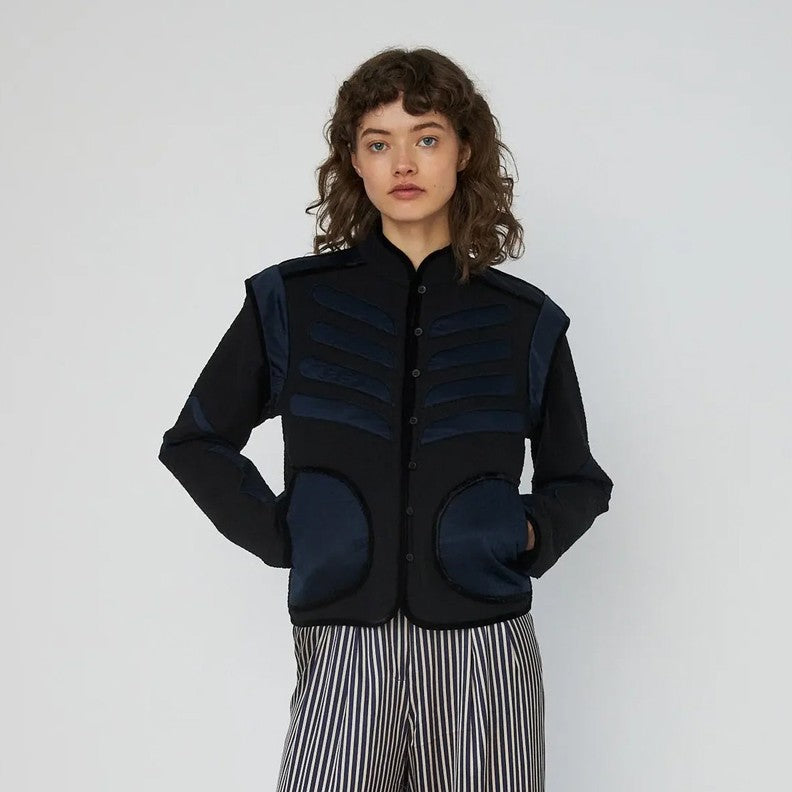 Moon And Star Embroidered Jacket - Black