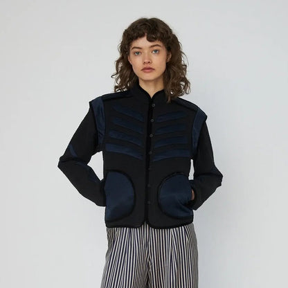 Moon And Star Embroidered Jacket - Black