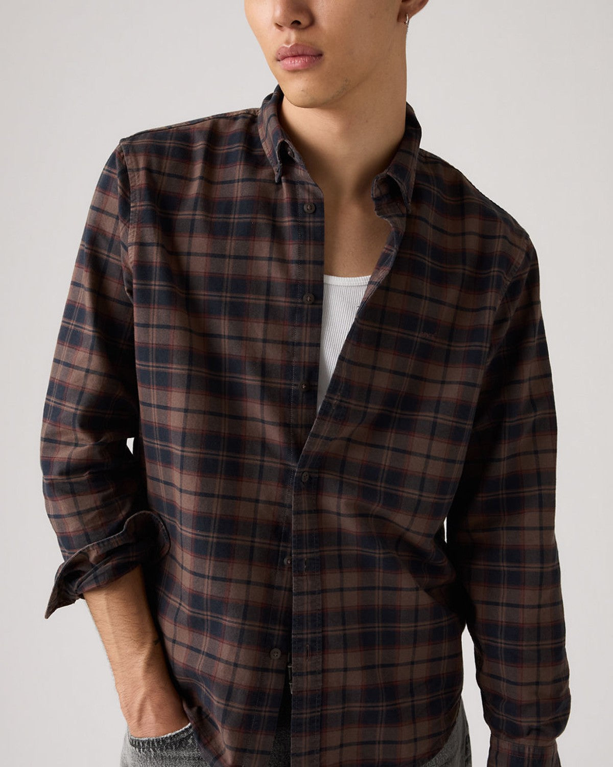 Authentic Button Down - Chocolate Garment Dyed Plaid