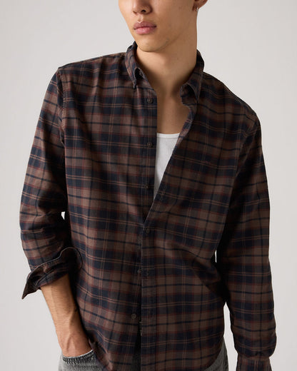 Authentic Button Down - Chocolate Garment Dyed Plaid