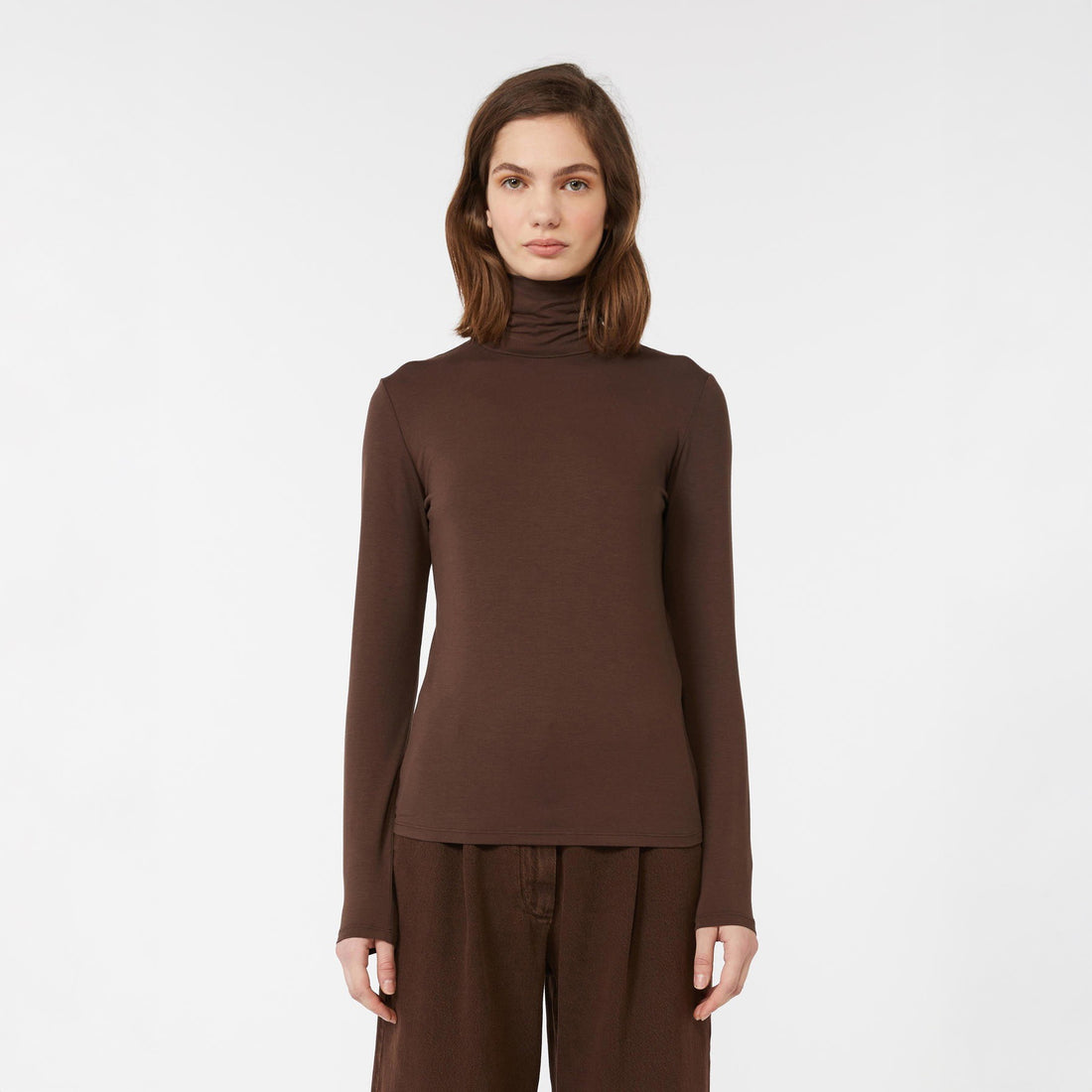 Multif Roll Neck Top - Chocolate