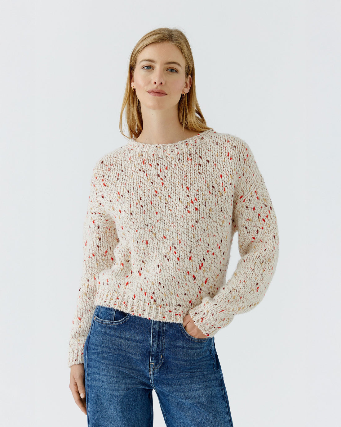 Multicoloured Fleck Knit Jumper - White Yellow