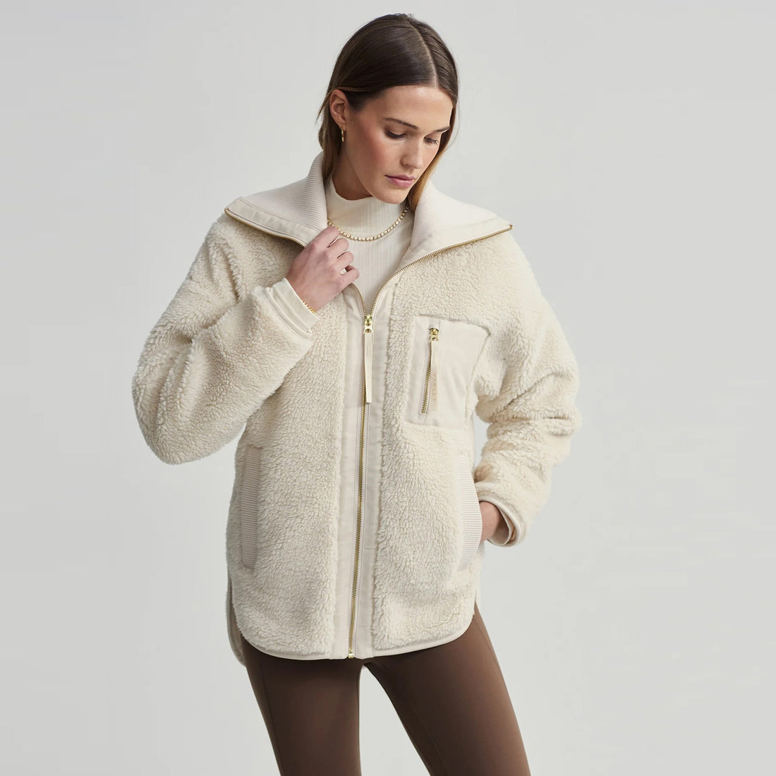 Myla Zip Through Jacket - Sandshell
