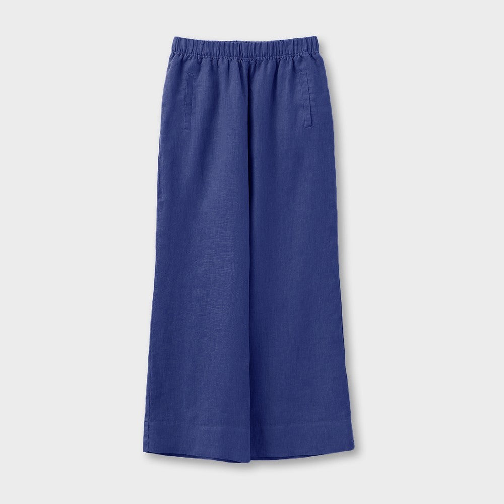 Elastic Waist Wide Leg Trouser - Estate Blue