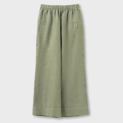 Elastic Waist Wide Leg Trouser - Agave Green