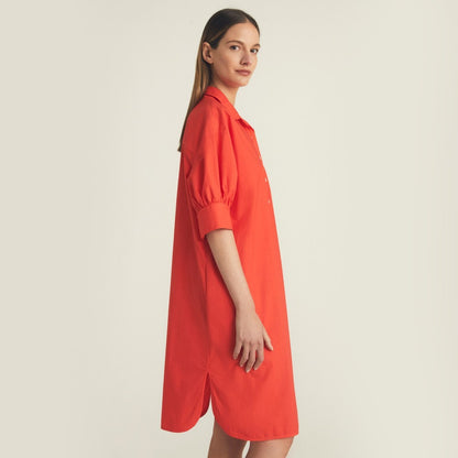 Garment Dyed Polo Dress - Orange