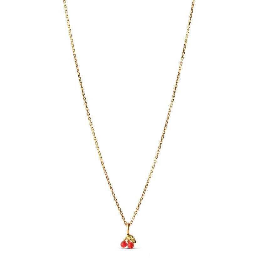 Cherry Necklace - Coral