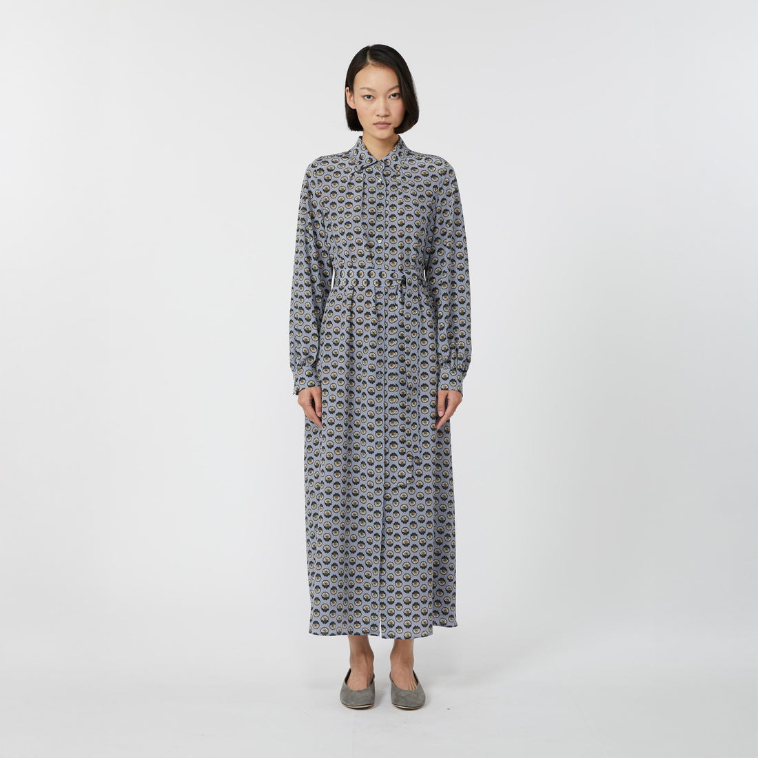 Narvel Patterned Shirt Dress - Blue Print