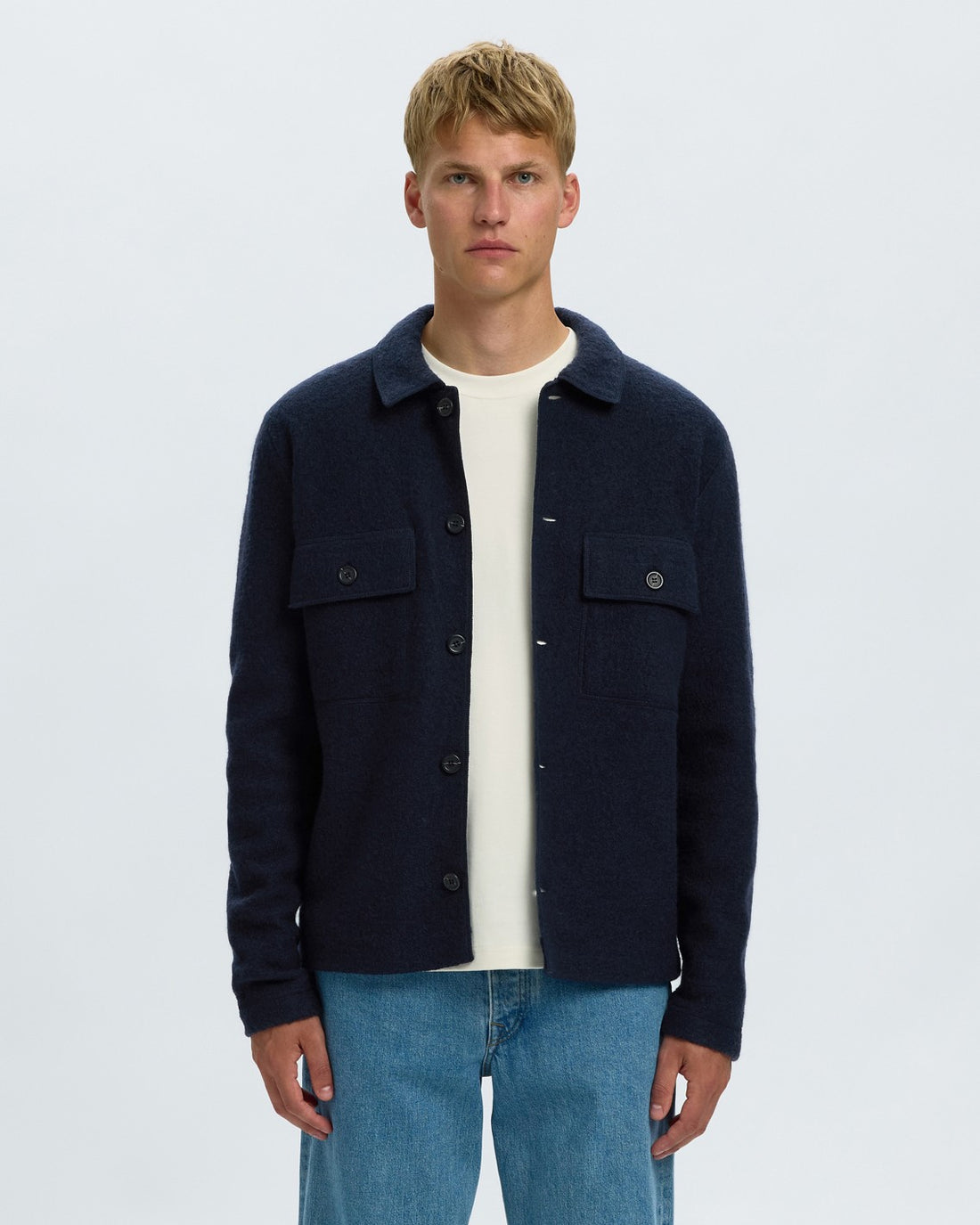 Nealy Long Sleeve Knit Workwear Cardigan - Sky Captain