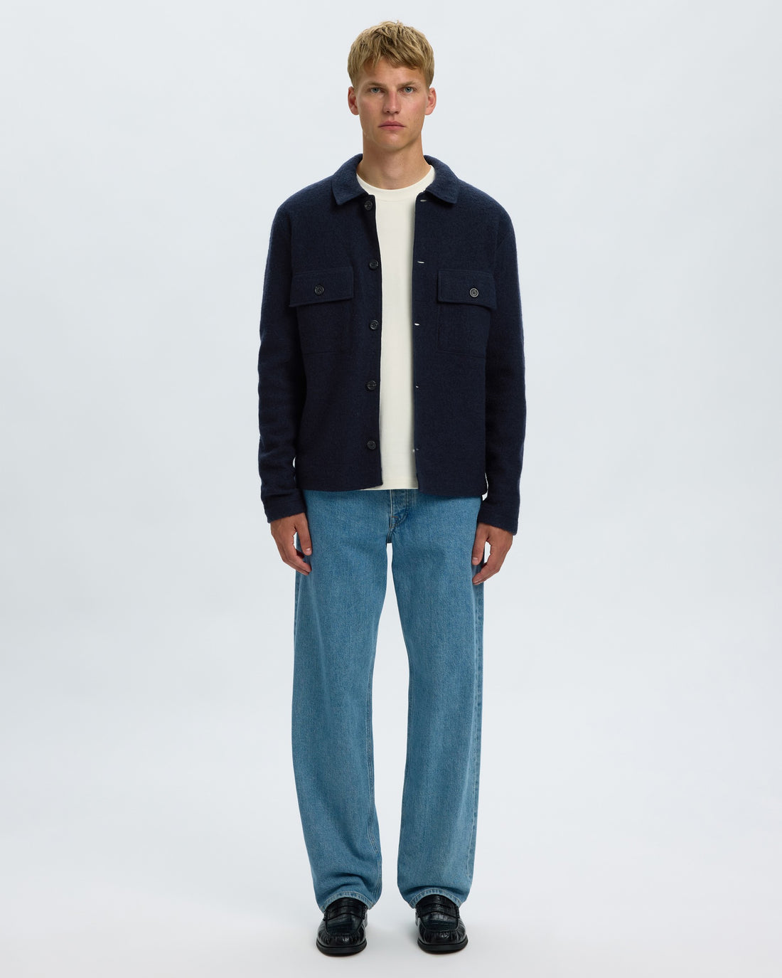 Nealy Long Sleeve Knit Workwear Cardigan - Sky Captain