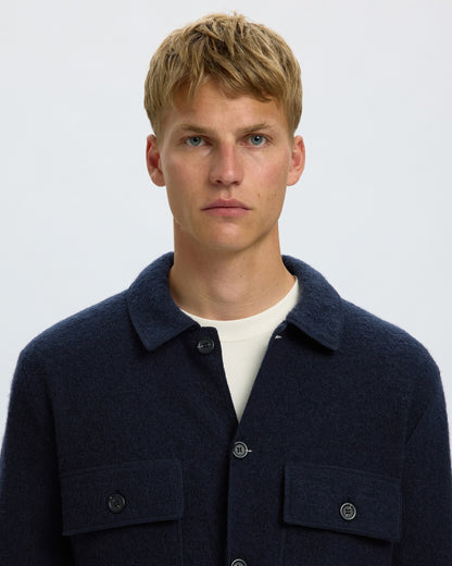 Nealy Long Sleeve Knit Workwear Cardigan - Sky Captain