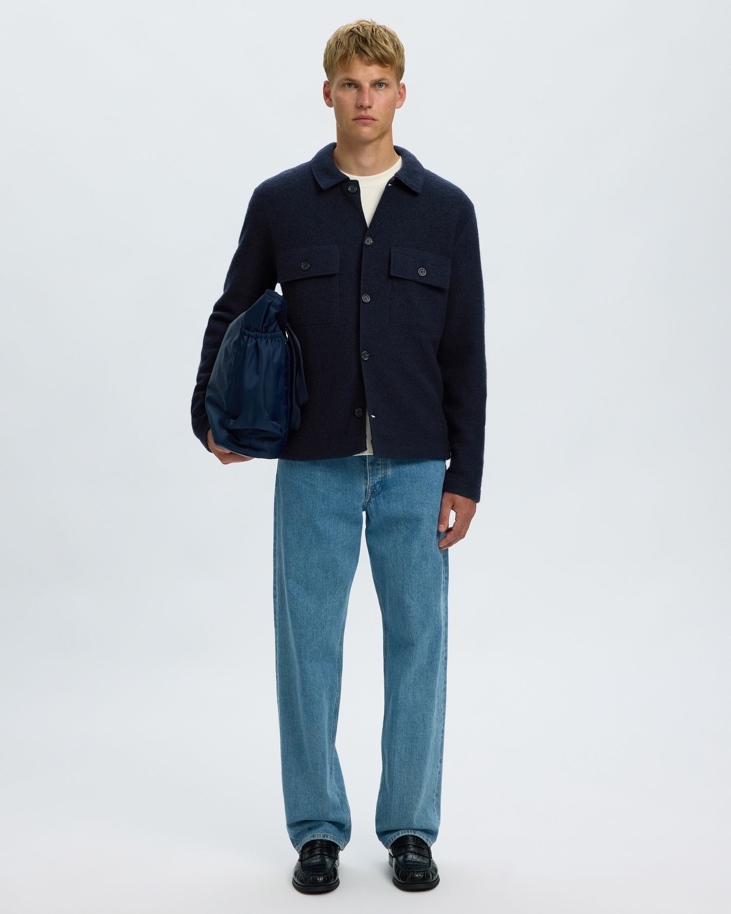 Nealy Long Sleeve Knit Workwear Cardigan - Sky Captain