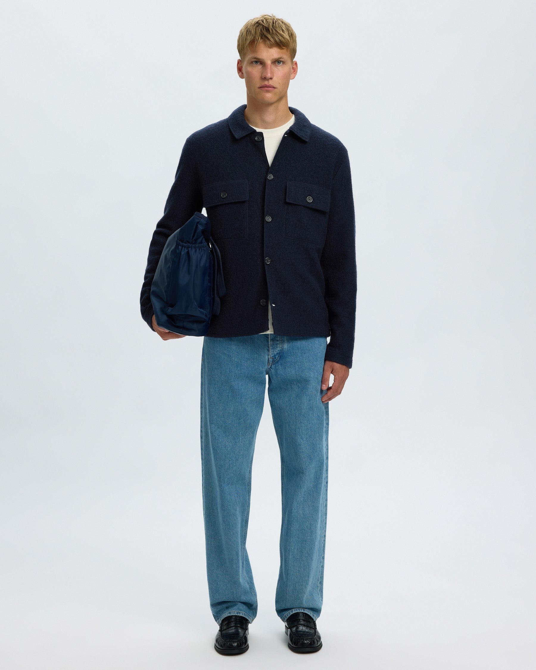 Nealy Long Sleeve Knit Workwear Cardigan - Sky Captain