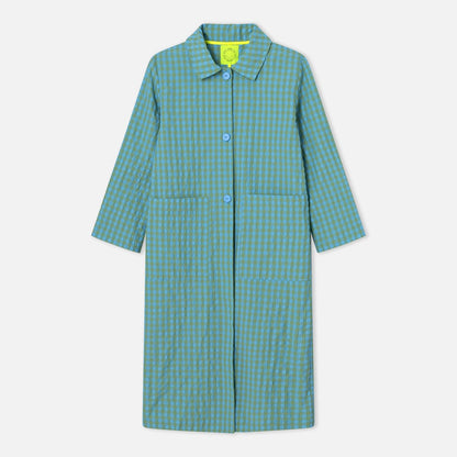 Nebelina Check Coat - Turquoise