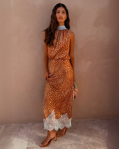 Deer Print Maeva Skirt - Brown