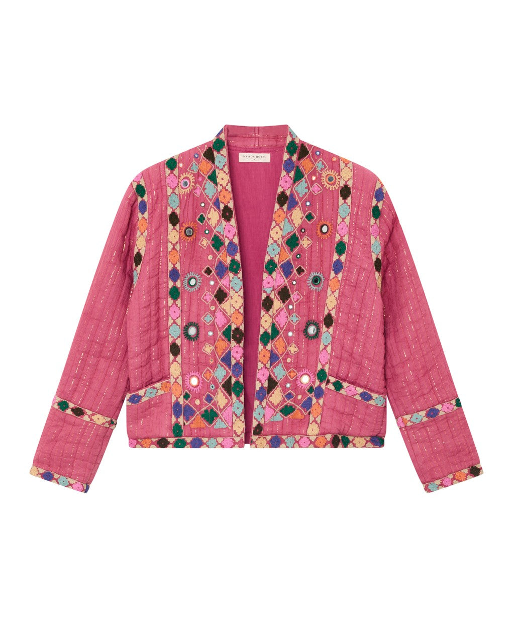 Nisha Embroidered Quilted Jacket - Pink