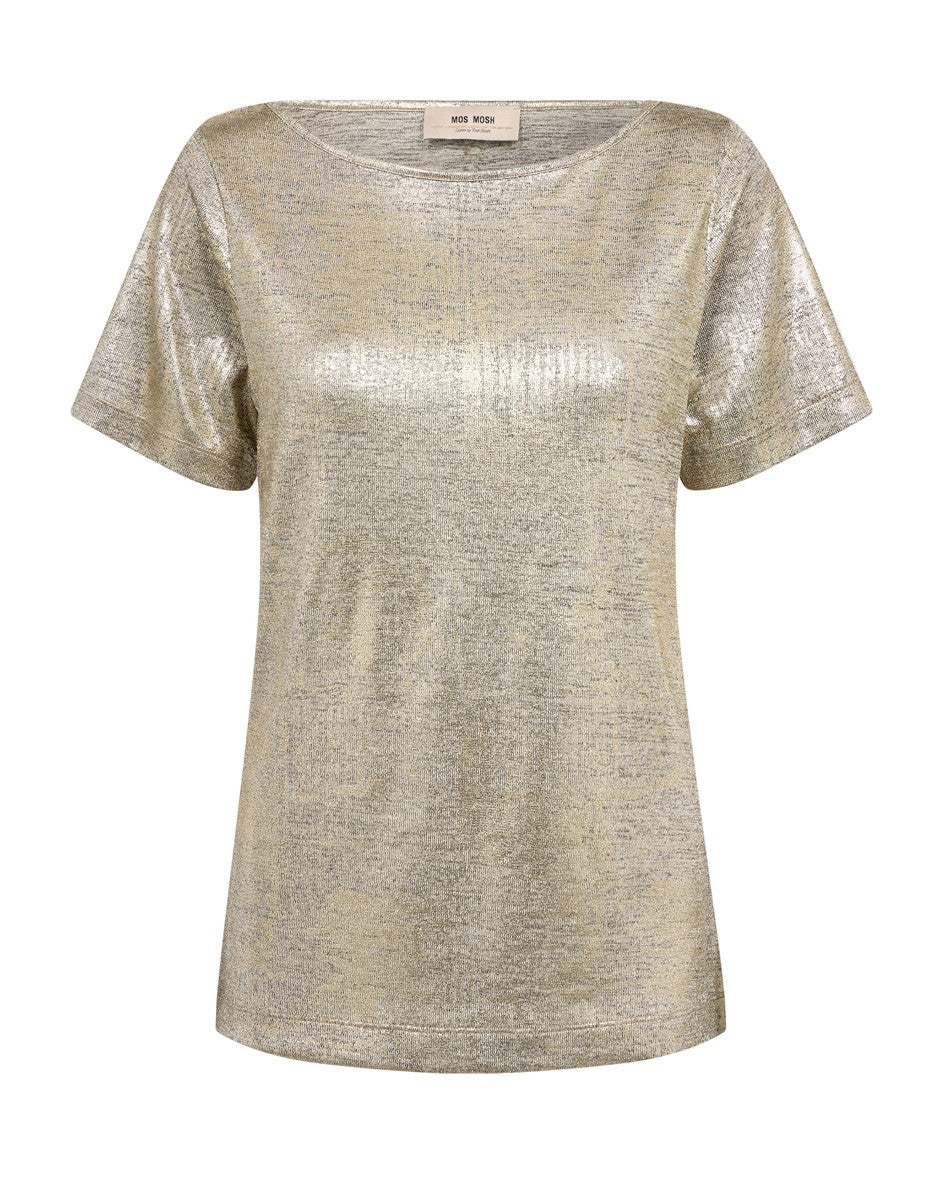 Niva O-Neck Short Sleeve Metallic Tee - Gold