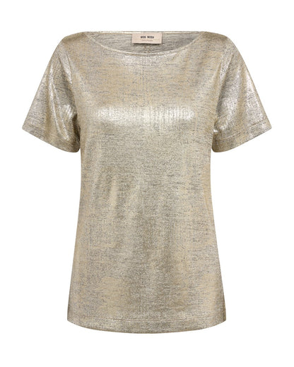 Niva O-Neck Short Sleeve Metallic Tee - Gold