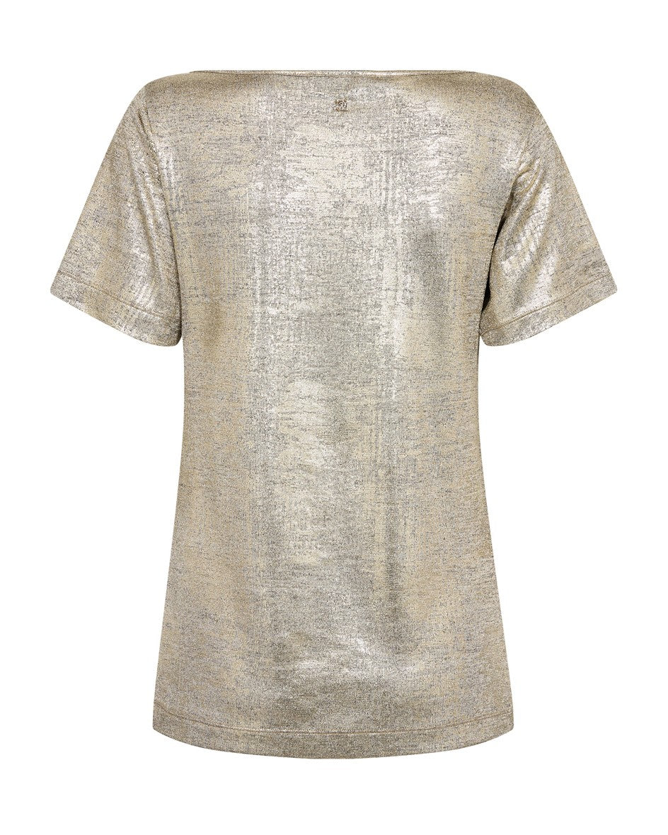 Niva O-Neck Short Sleeve Metallic Tee - Gold