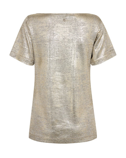 Niva O-Neck Short Sleeve Metallic Tee - Gold