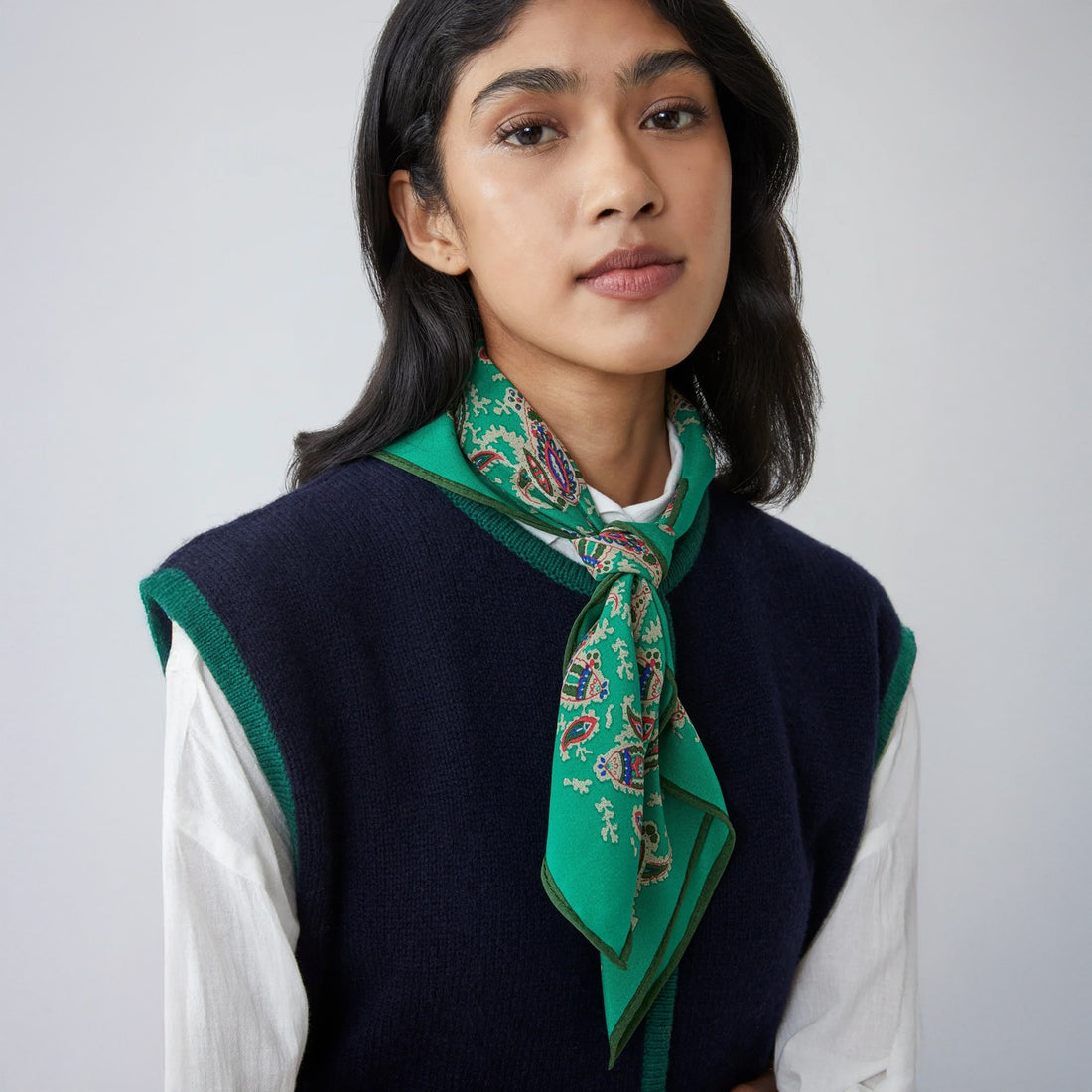 No.763 - Silk Scarf - Oxford Green