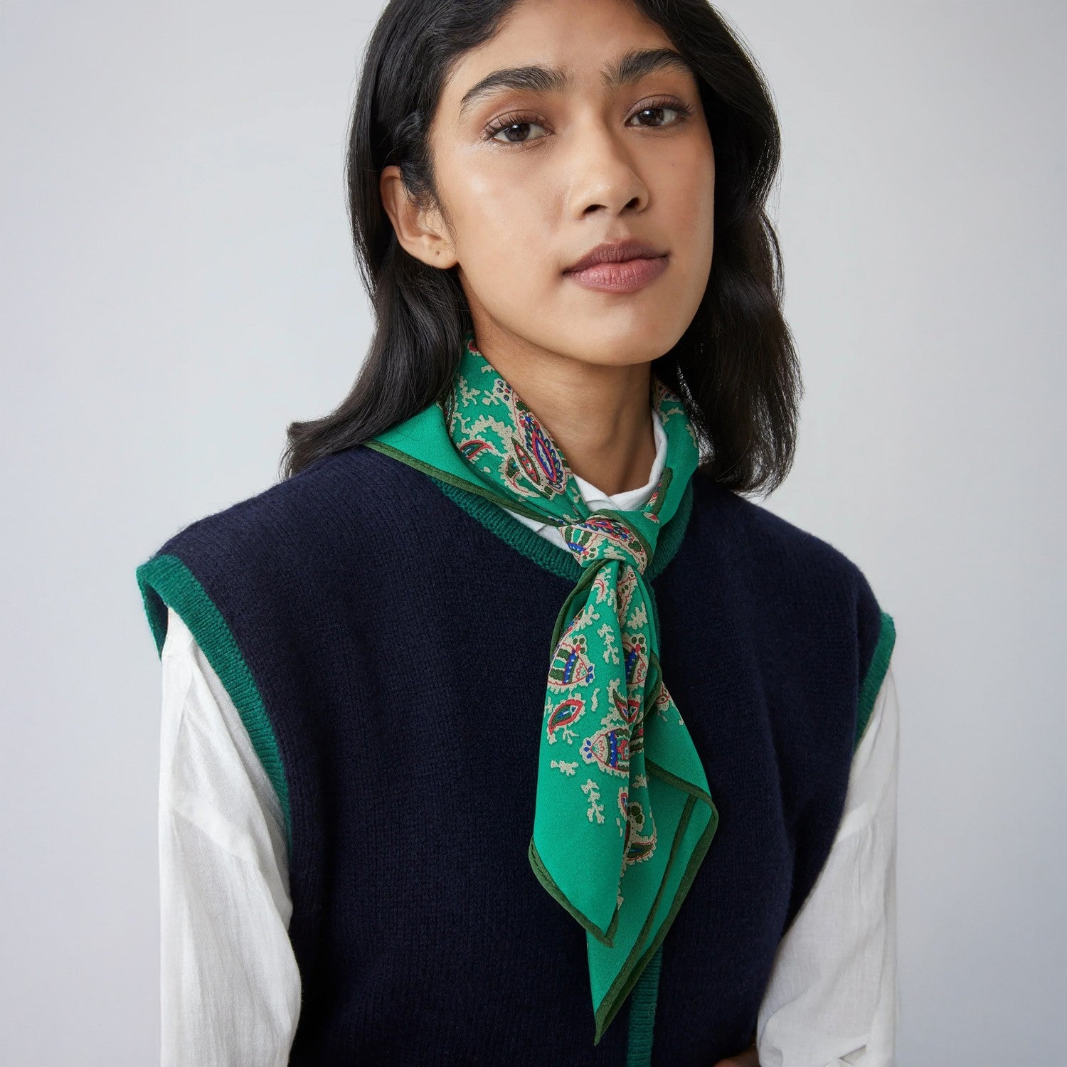 No.763 - Silk Scarf - Oxford Green