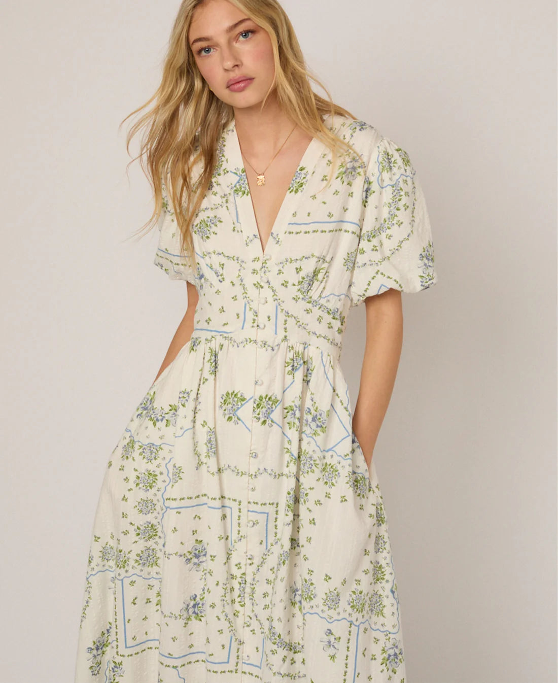 Short Sleeve Starlight Midi Dress - White