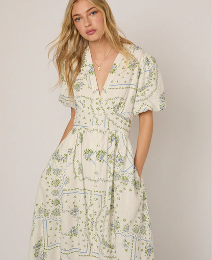 Short Sleeve Starlight Midi Dress - White