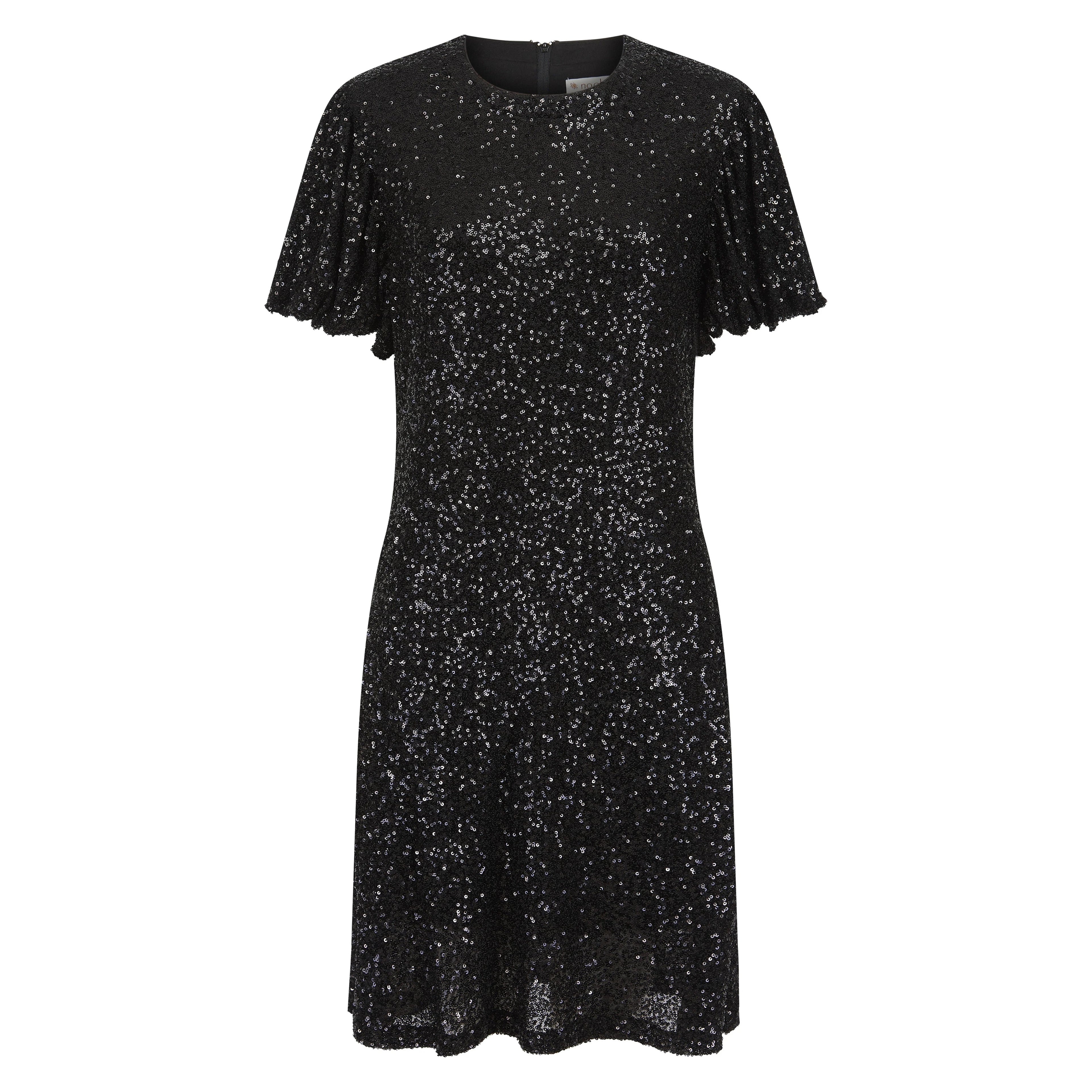 Dusty Sequin T Shirt Dress - Black