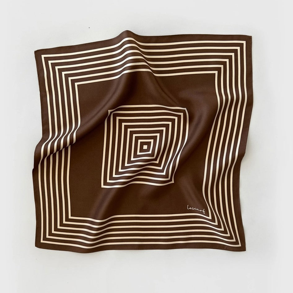 No.17 Silk Scarf - Chocolate And Beige