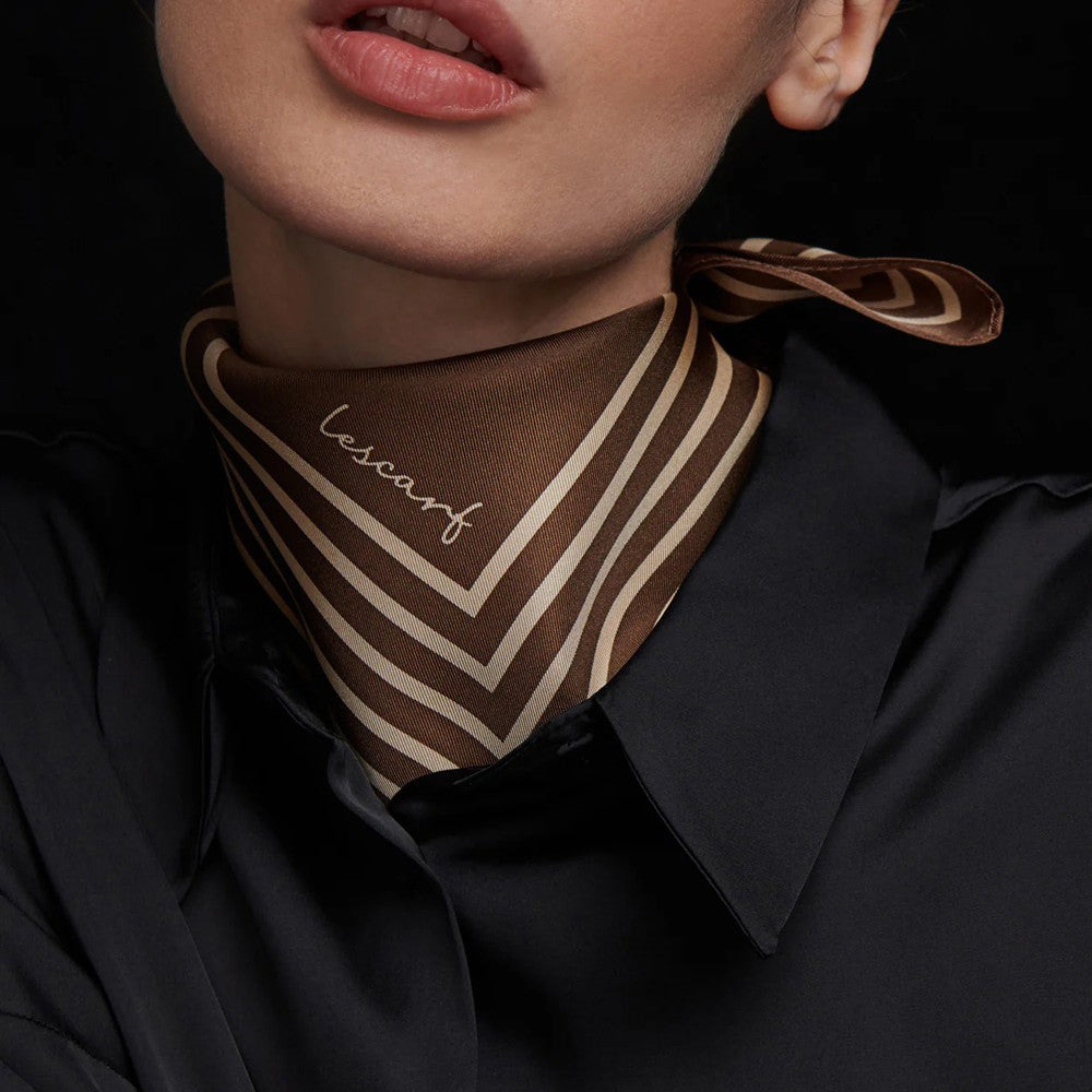 No.17 Silk Scarf - Chocolate And Beige