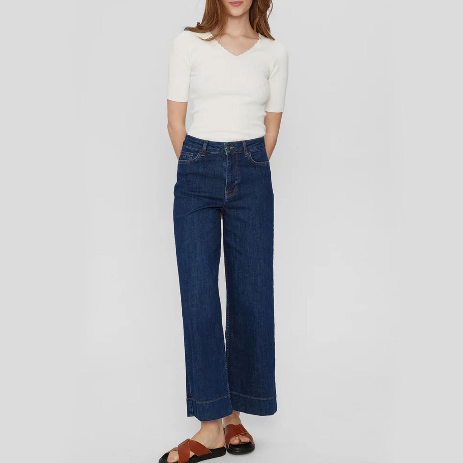 Nuparis Cropped Jeans - Dark Blue Denim