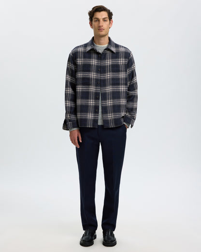 Ole Pablo Wool Blend Overshirt - Sky Captain Egret / Black