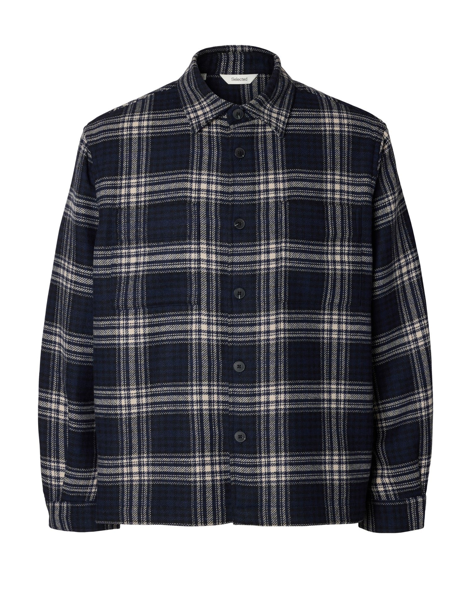 Ole Pablo Wool Blend Overshirt - Sky Captain Egret / Black