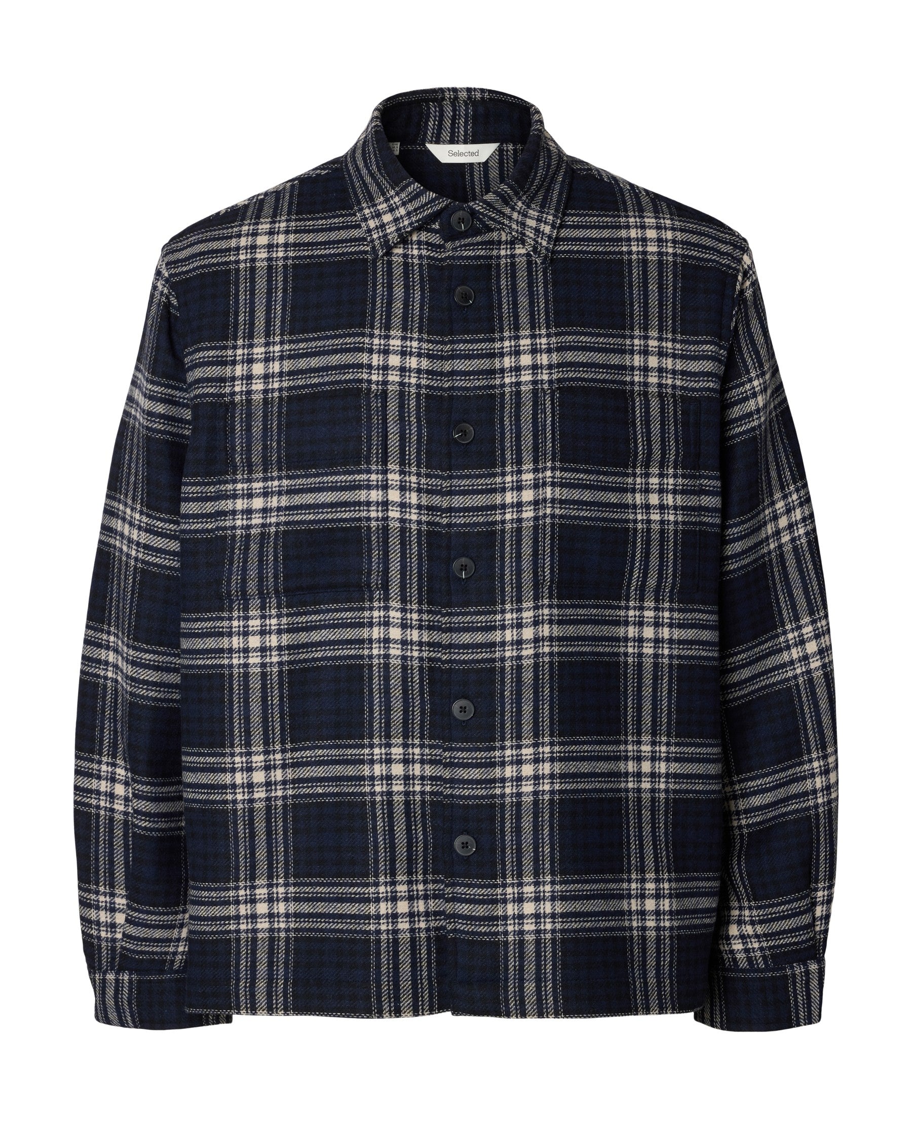 Ole Pablo Wool Blend Overshirt - Sky Captain Egret / Black