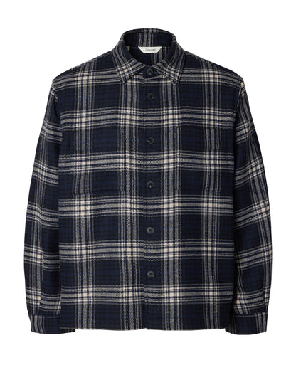 Ole Pablo Wool Blend Overshirt - Sky Captain Egret / Black