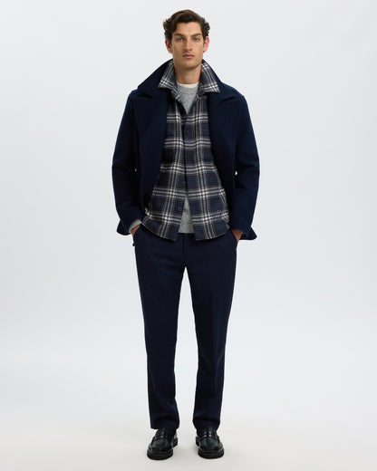 Ole Pablo Wool Blend Overshirt - Sky Captain Egret / Black