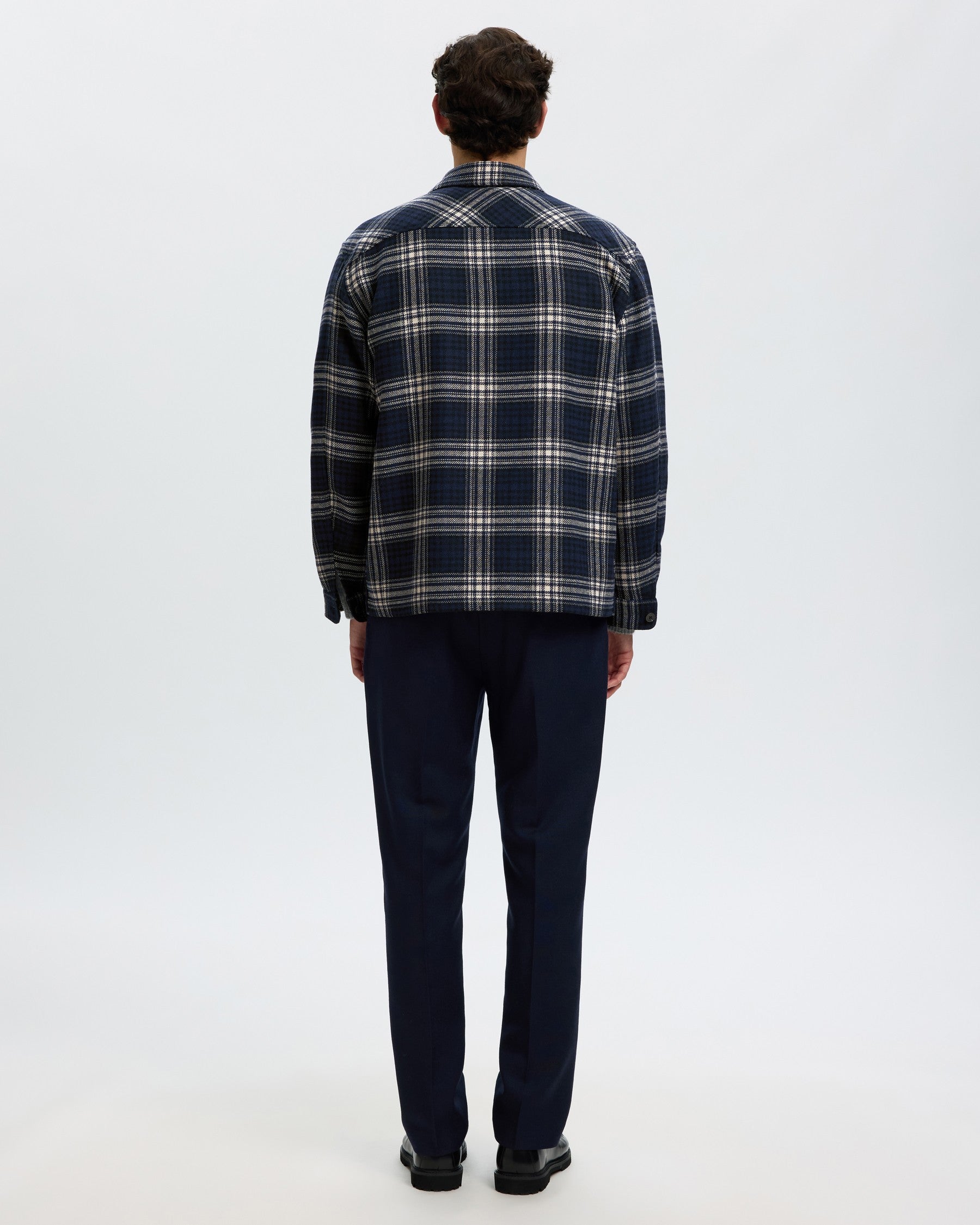 Ole Pablo Wool Blend Overshirt - Sky Captain Egret / Black