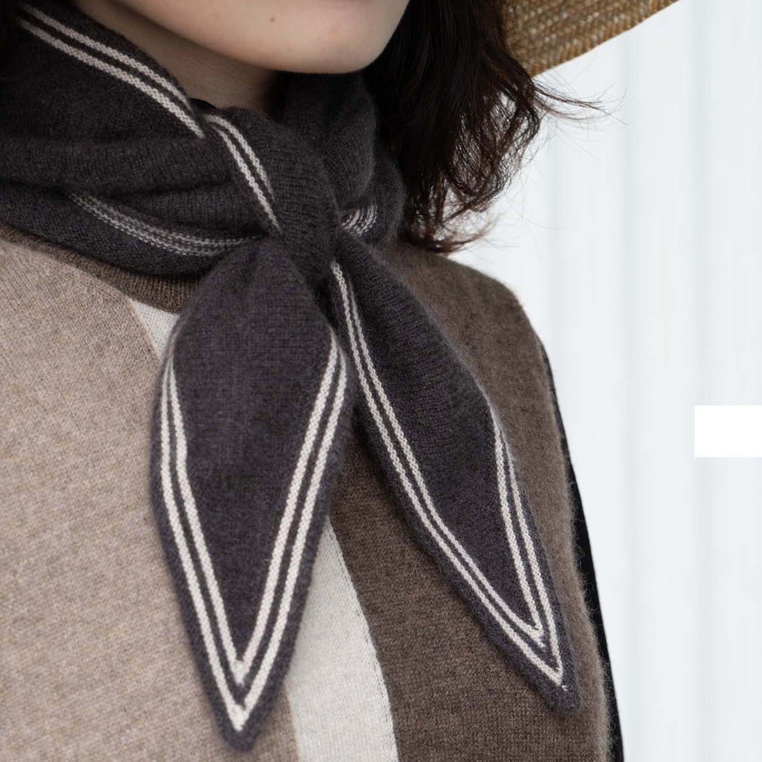 Tipped Neck Scarf - Cacao